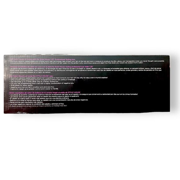 Style House 1.25 Inch Professional Styling Flat Iron Negative Ion Ceramic Swivel - Picture 7 of 9
